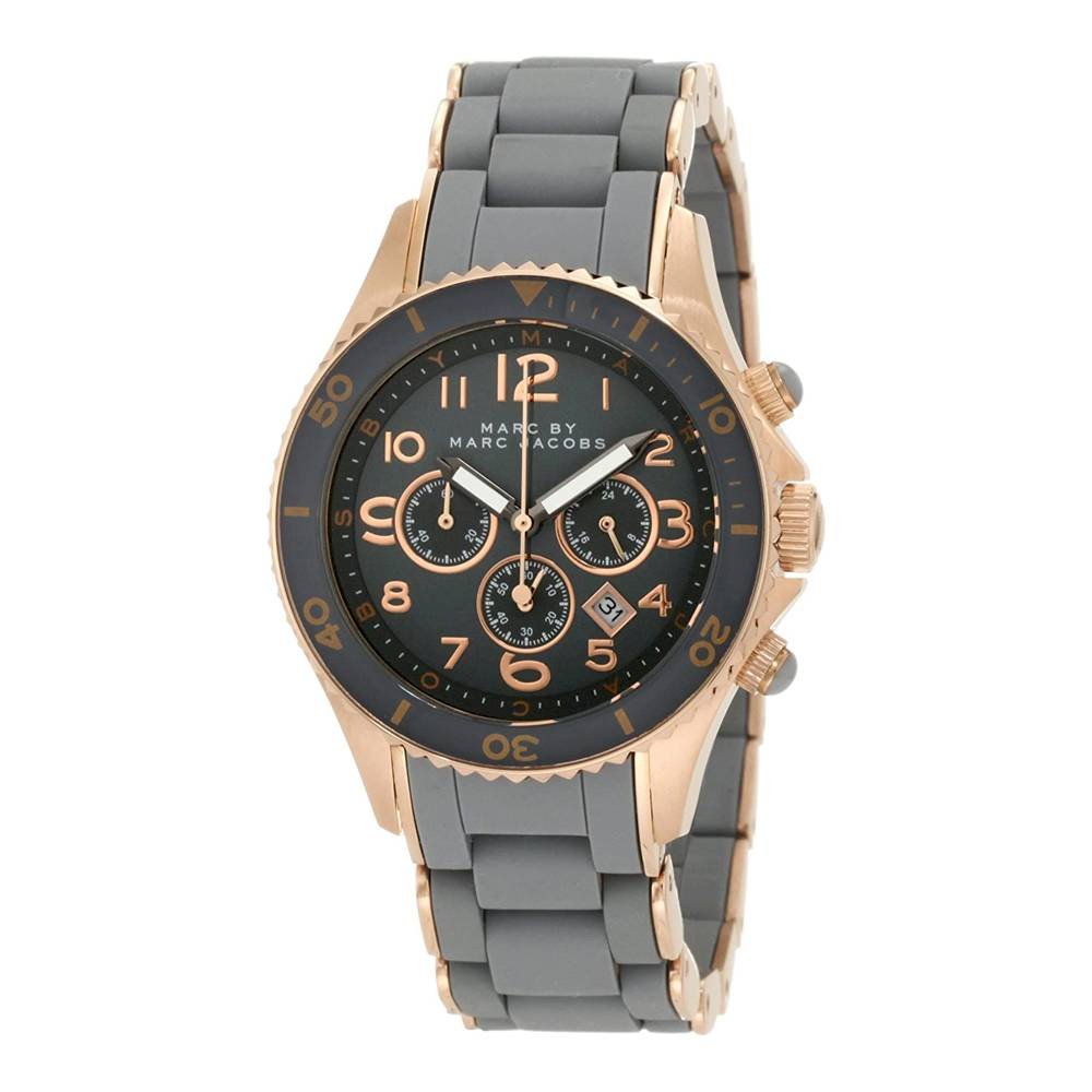 Marc By Jacobs MBM2550 Rock Grey Dial Chronograph Silicone Band Women's Watch