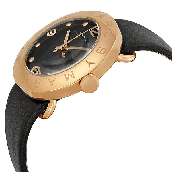 Marc by Marc Jacobs MBM1225 Black Dial Black Leather Women's Watch