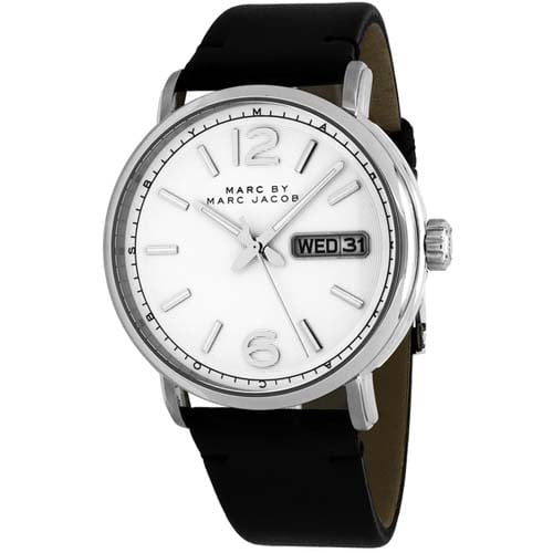 Marc By Marc Jacobs MBM5076 Fergus Silver Dial Black Leather Men's Watch