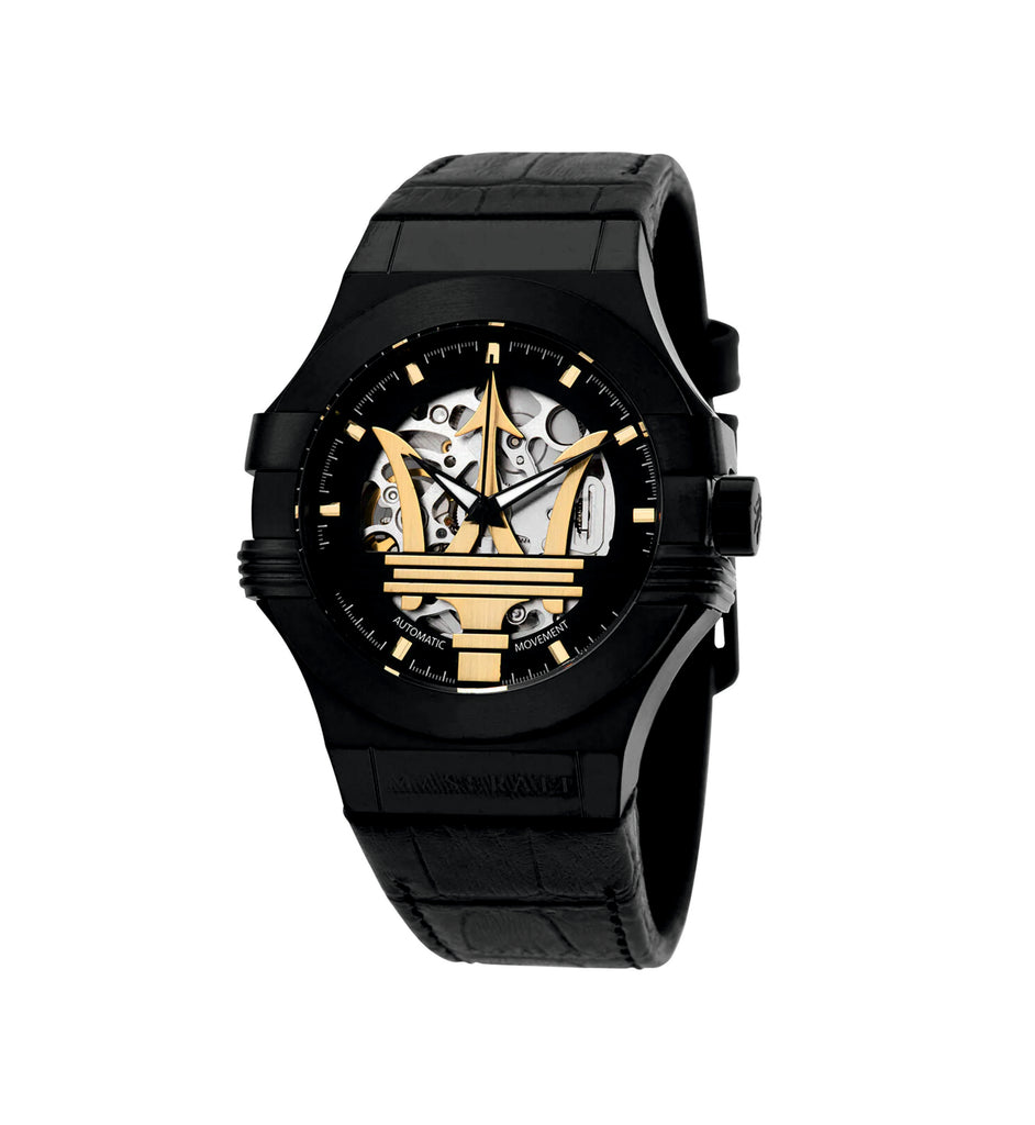 Maserati R8821108036 Potenza Black Skeleton Automatic Men’s Watch