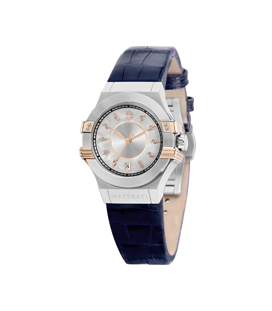 Maserati R8851108502 Potenza Silver Dial Blue Leather Women’s Watch