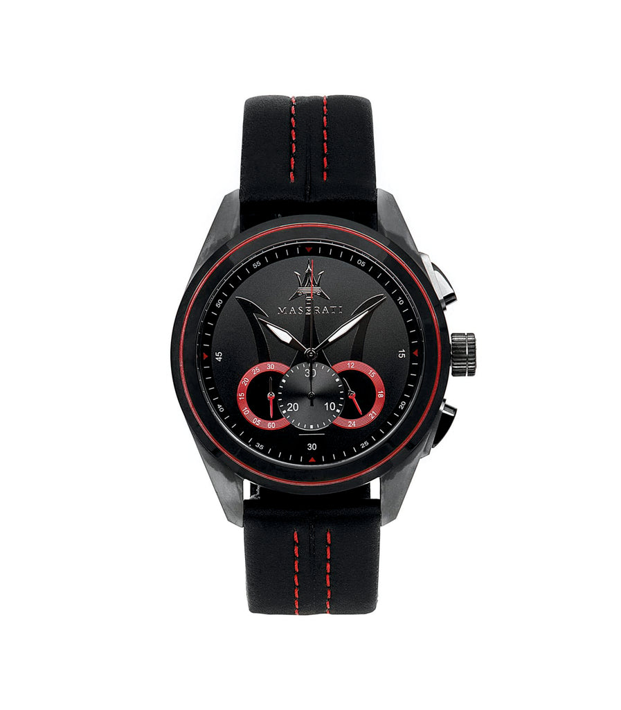 Maserati R8871612023 Traguardo Black Leather Chronograph Men’s Watch