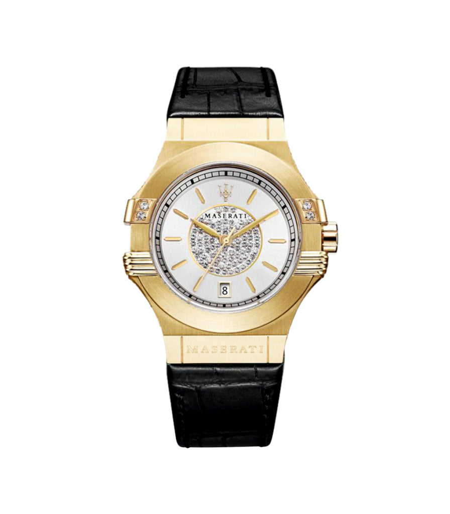 Maserati R8851108505 Potenza Silver Dial Black Leather Women’s Watch