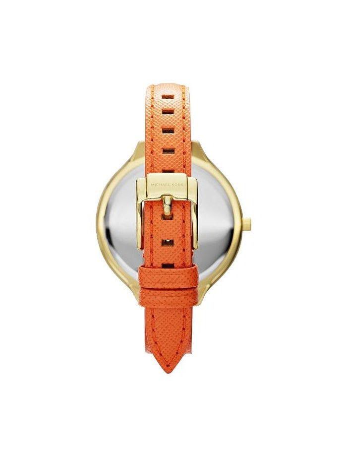 Michael Kors MK2275 Slim Runway Gold-tone Orange Leather Strap Women's Watch