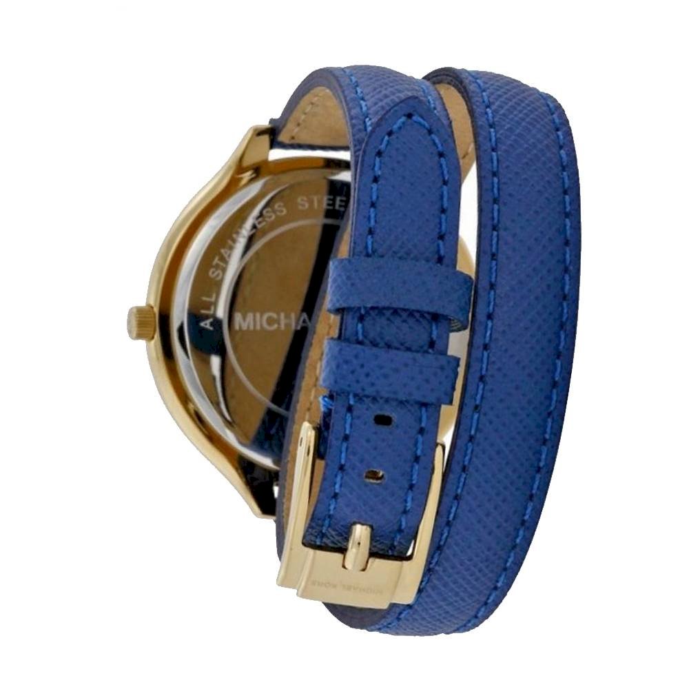 Michael Kors MK2286 Slim Runway Blue Leather Double Wrap Women's Watch