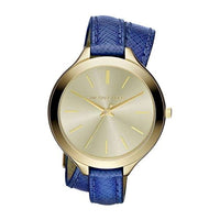 Michael Kors MK2286 Slim Runway Blue Leather Double Wrap Women's Watch