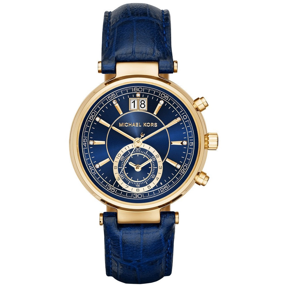 Michael Kors MK2425 Sayer Blue Dial Amber Blue Leather Women's Watch