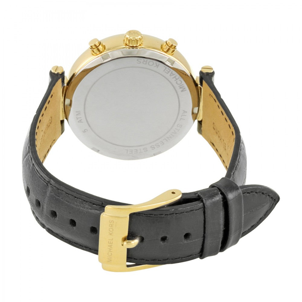 Michael Kors MK2433 Sawyer Beige Dial Black Leather Women's Watch