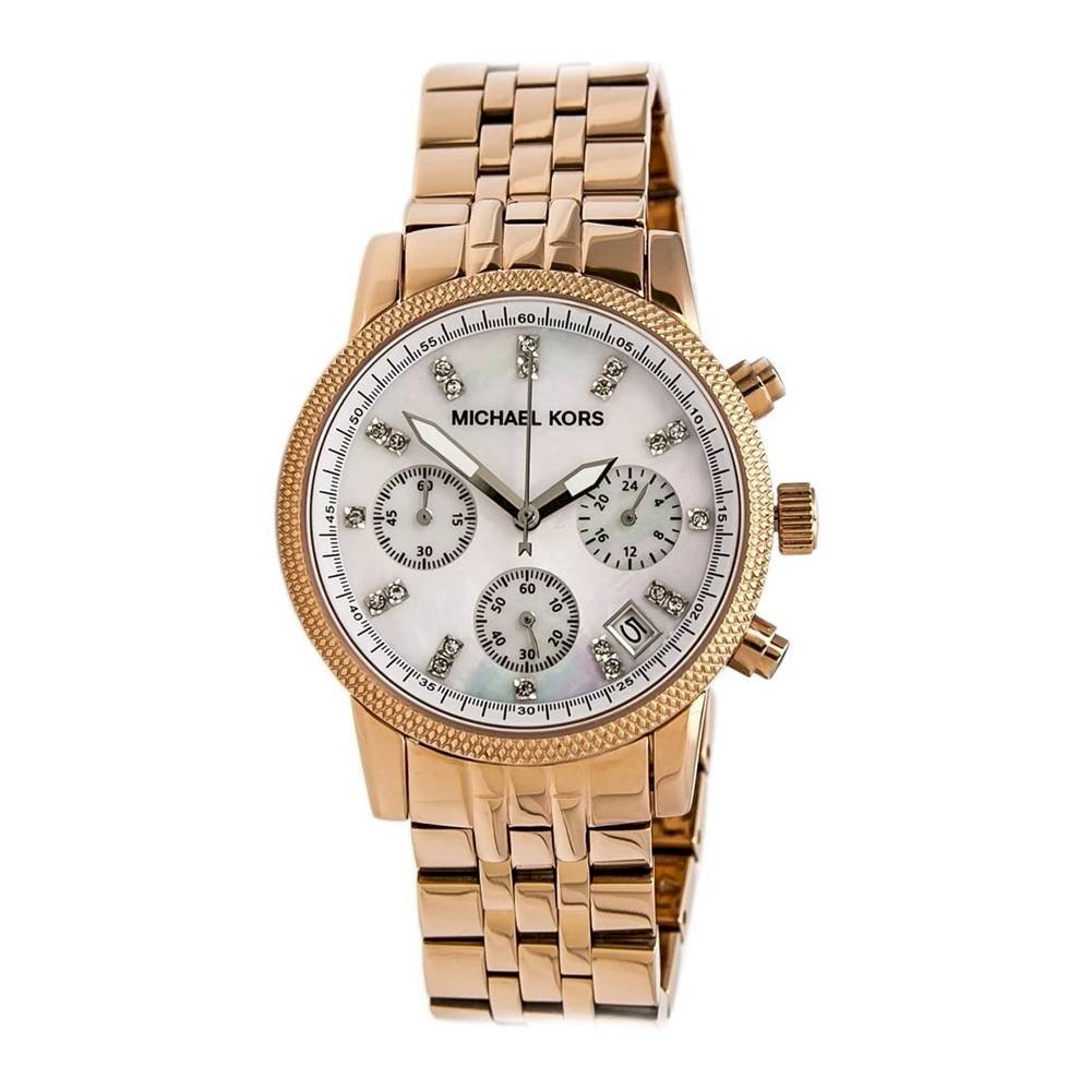 Michael Kors Rose Gold and White Women\'s Chronograph Watch Michael Kors Women main image 2