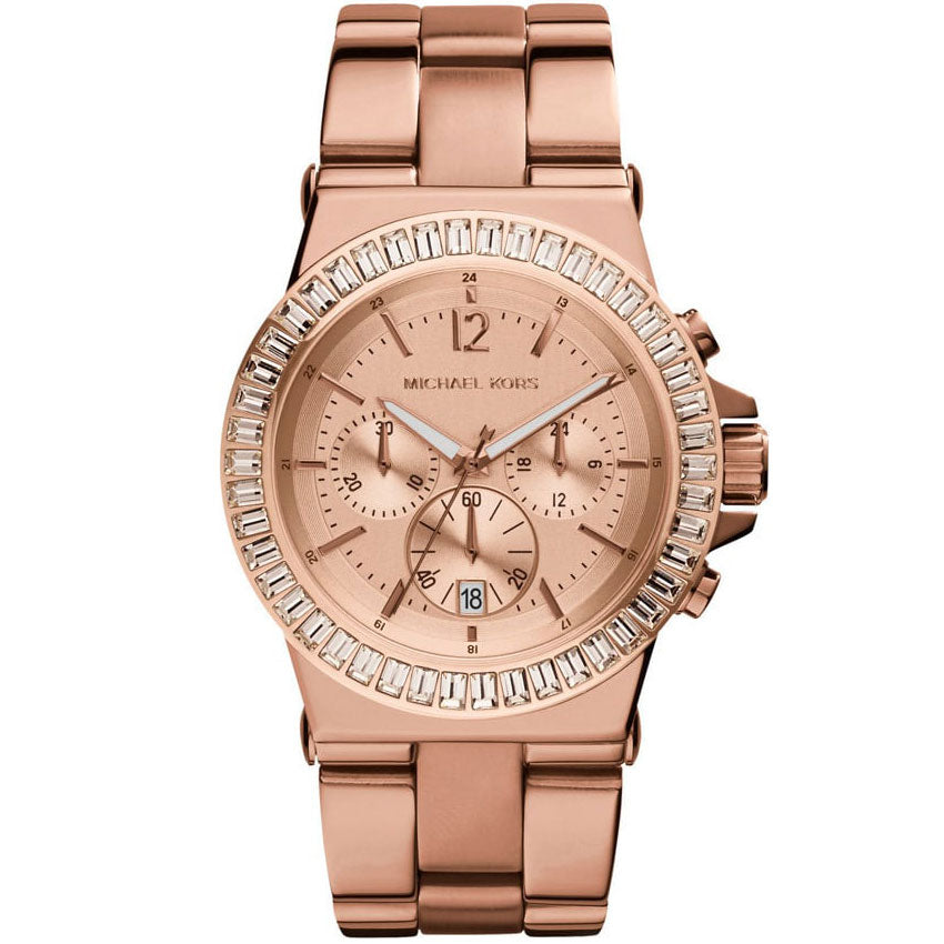 Michael Kors MK5412 Rose Gold-tone Baguette Bezel Chronograph Women's