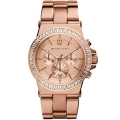 Michael Kors MK5412 Rose Gold-tone Baguette Bezel Chronograph Women's