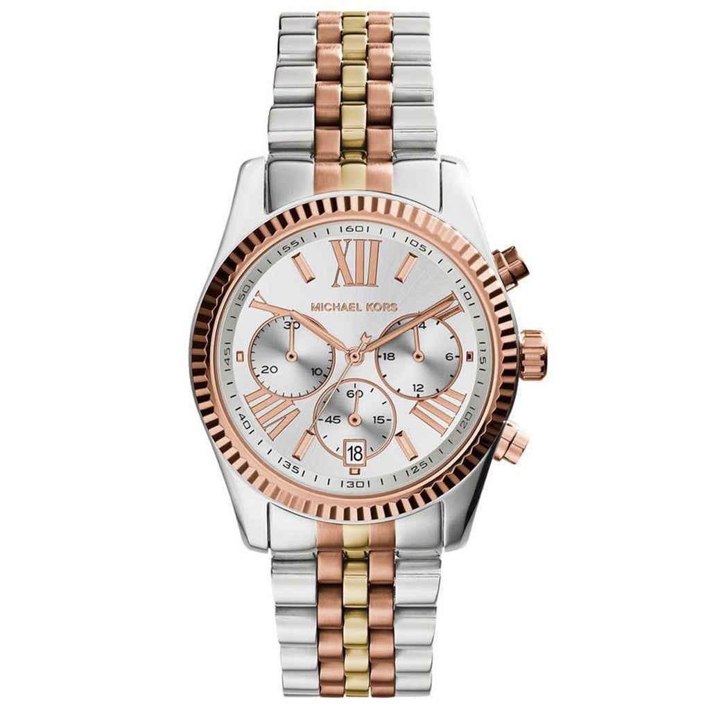 Michael Kors MK5735 Lexington Chronograph Silver Dial Tri-Tone Women's Watch