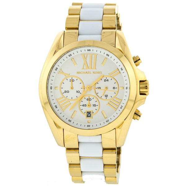 【日本製】 Kors Michael MK5743 Two-tone Dial White Chronograph Bradshaw 時計