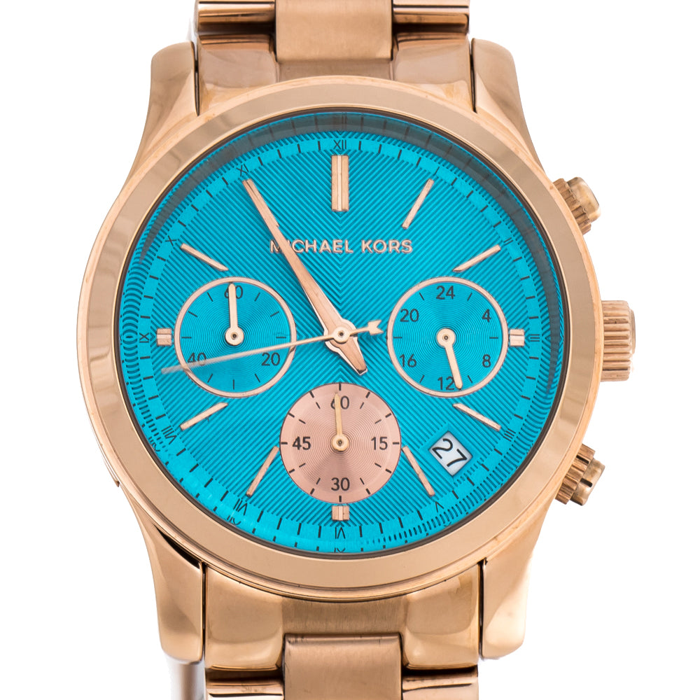 Michael Kors MK6164 Runway Runway Blue Dial Rose Gold Women's Watch