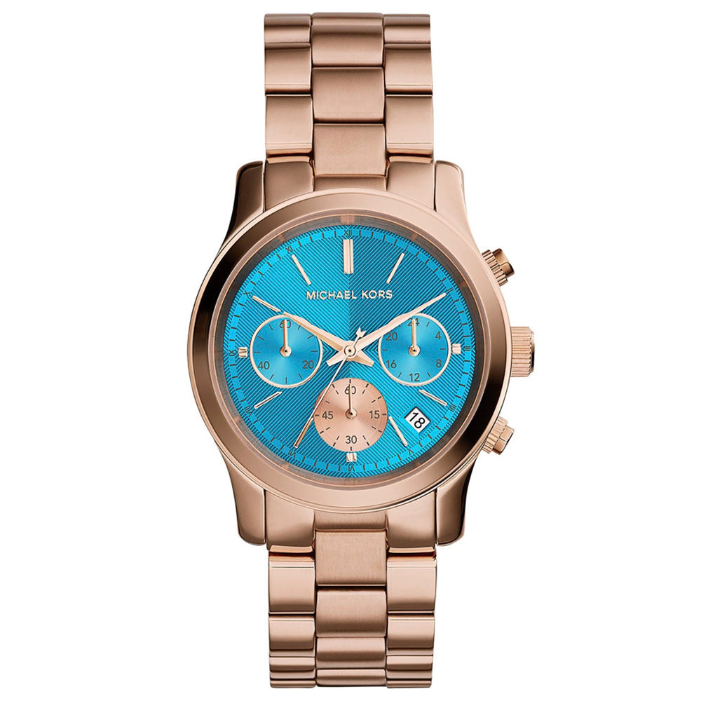 Michael Kors MK6164 Runway Runway Blue Dial Rose Gold 