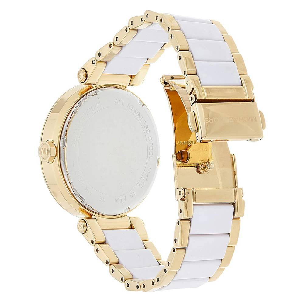 Michael Kors MK6313 Parker Gold-Tone and White Acetate Women's Watch