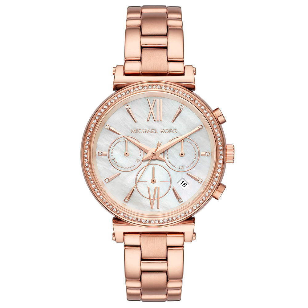 Michael Kors MK6576 Sofie Chronograph Crystal Mother of Peal Dial Women's Watch