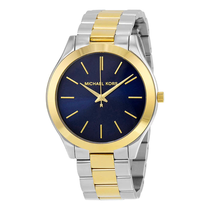 Michael Kors MK3479 Slim Runway Blue Dial Two-tone Ladies Watch - WATCH ACES