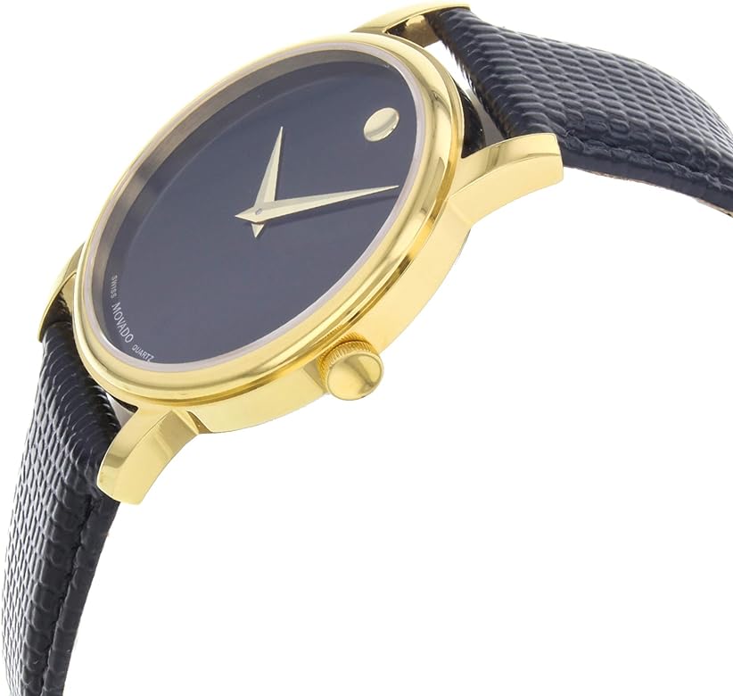 Movado 2100005 Museum Black Dial Black Leather Men's Watch