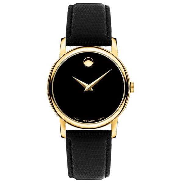 Movado 2100005 Museum Black Dial Black Leather Men's Watch