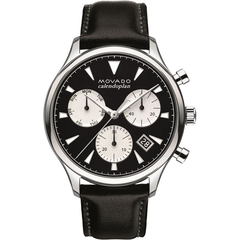 Movado 3650005 Heritage Chronograph Black Dial Men's Watch