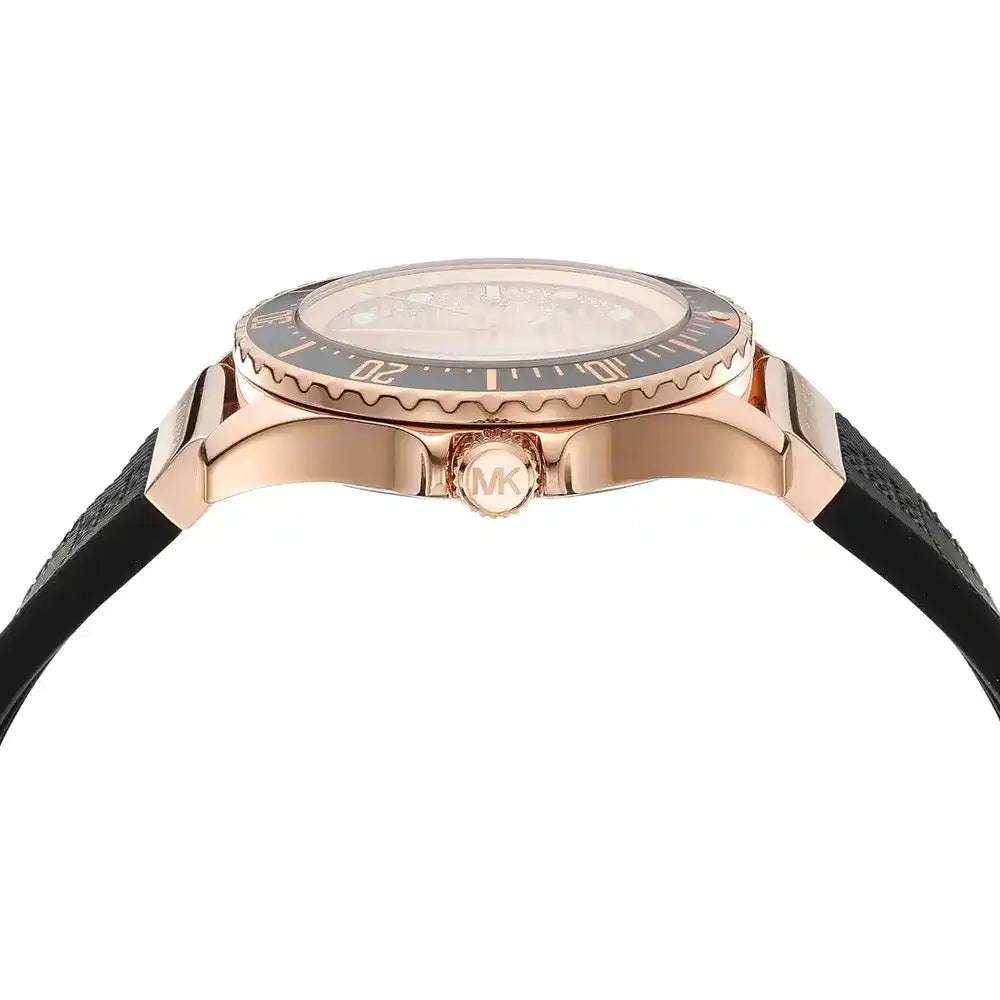 Michael Kors Rose Gold Watch With Black Rubber Strap Michael Kors MK7358 Everest Rose Gold Dial Black Silicone  main image 4