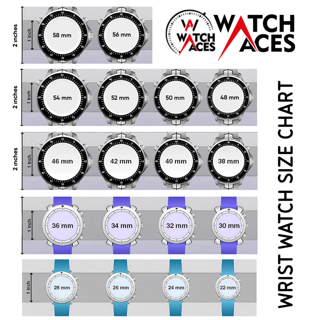 Chart Mens Watch Sizes Mm Stainless Steel Wrist Watch Size Guide