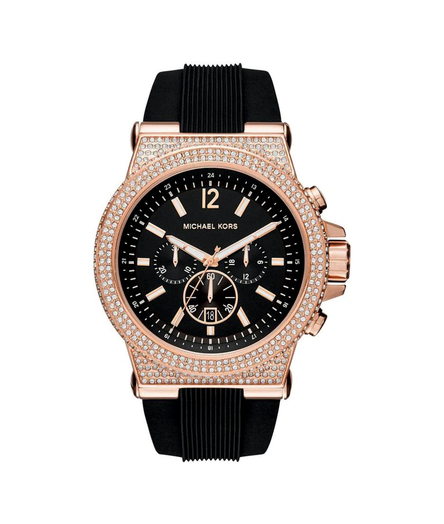 Michael Kors MK8557 Dylan Chronograph Black Dial Black Rubber Strap Women's Watch