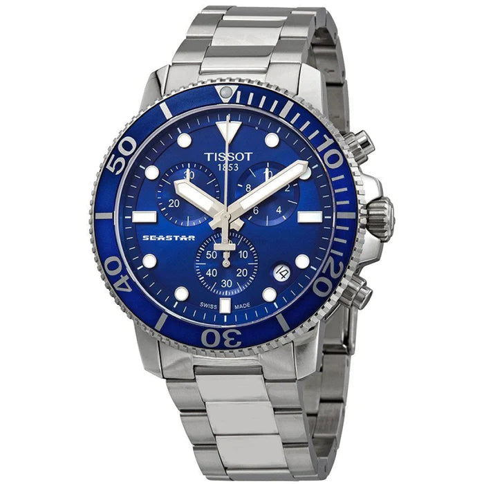 Tissot T120.417.11.041.00 Seastar 1000 Blue Dial Men's Chronograph Watch - WATCH ACES