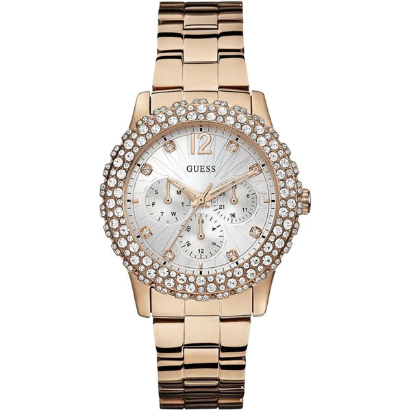 Guess W0335L3 Crystal Paved Rose Gold Ladies Watch - WATCH ACES