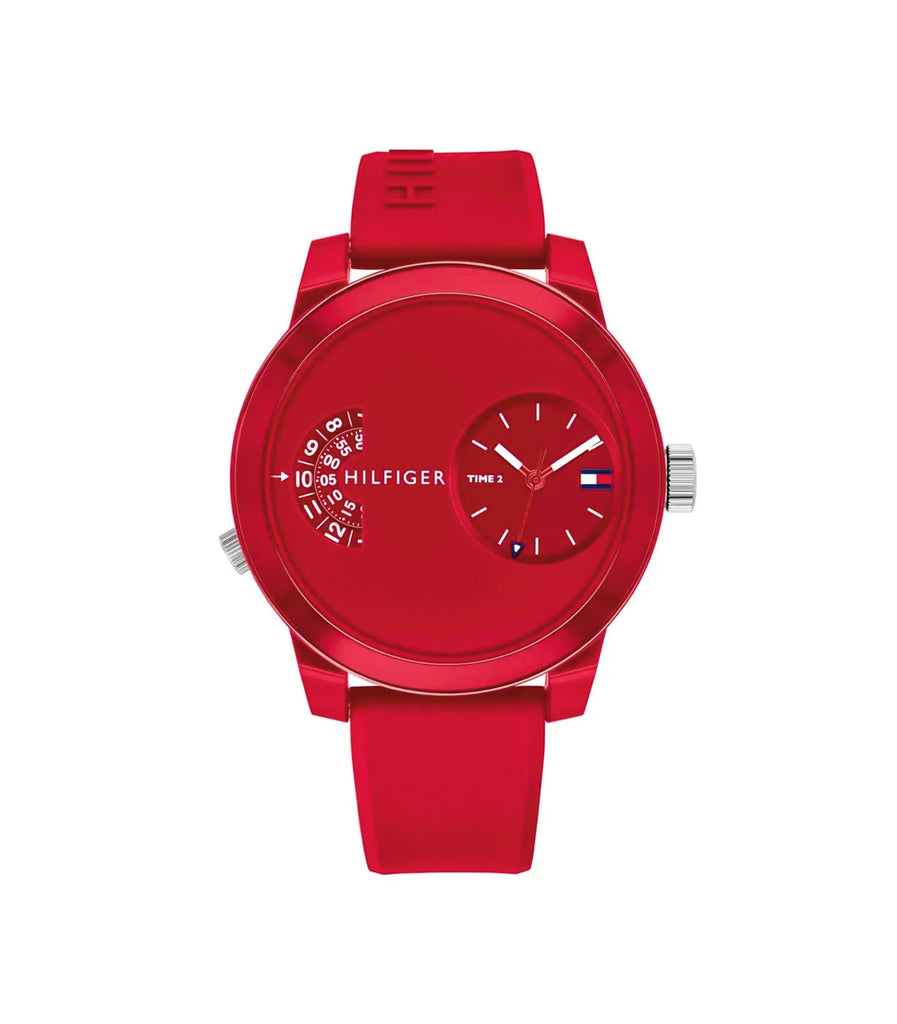 Tommy Hilfiger 1791557 Denim Red Dial Red Rubber Strap Men’s Watch