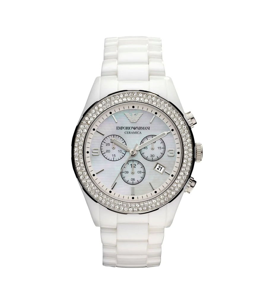 Emporio Armani AR1456 White Dial Ceramic Men's Watch