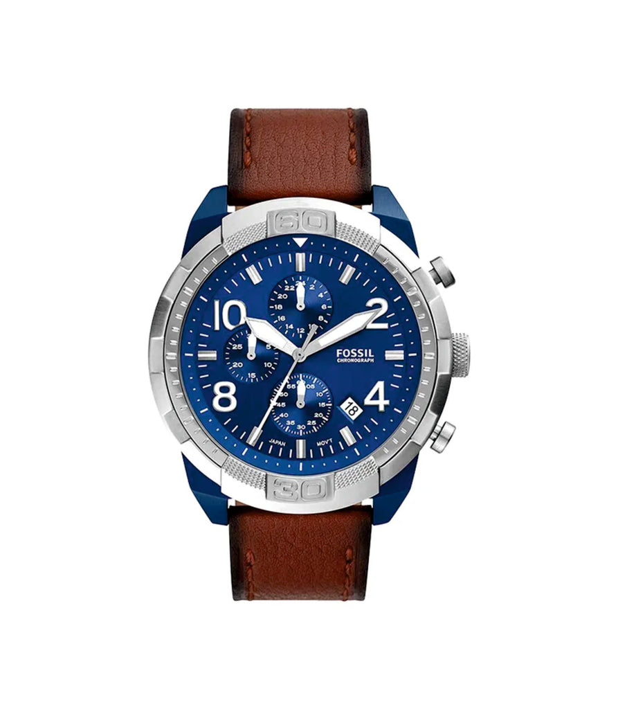 Fossil FS5829 Bronson Chronograph Blue Dial Brown Leather Men's Watch