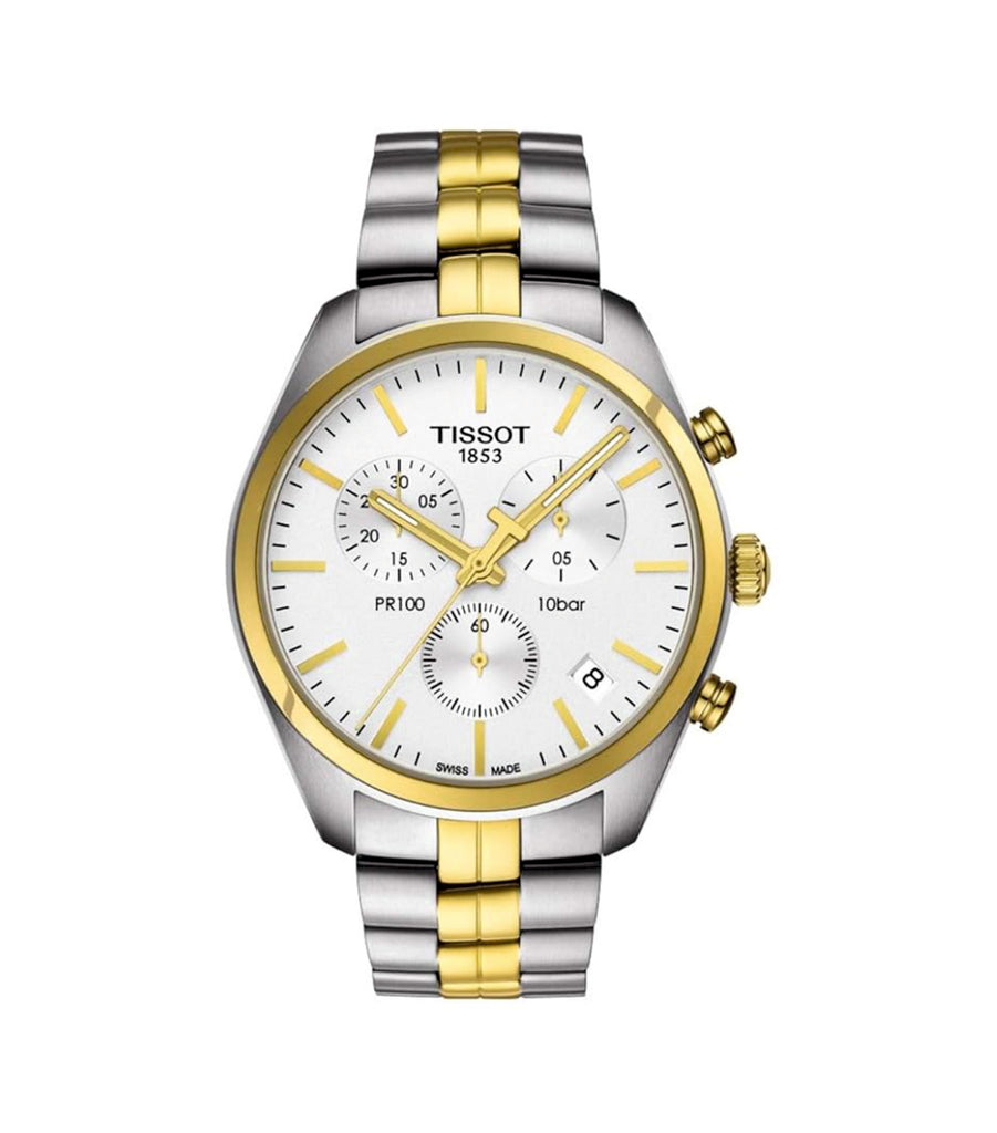 Tissot T101.417.22.031.00 PR 100 Chronograph Silver Dial Two Tone Stainless Steel Men’s Watch