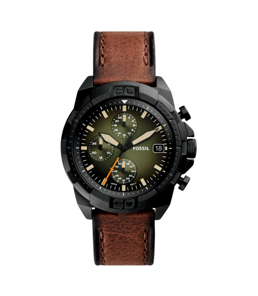 Fossil FS5856 Bronson Chronograph Green Dial Brown Leather Men's Watch