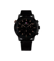 Tommy Hilfiger 1792110 Black Dial Black Leather Men’s Watch