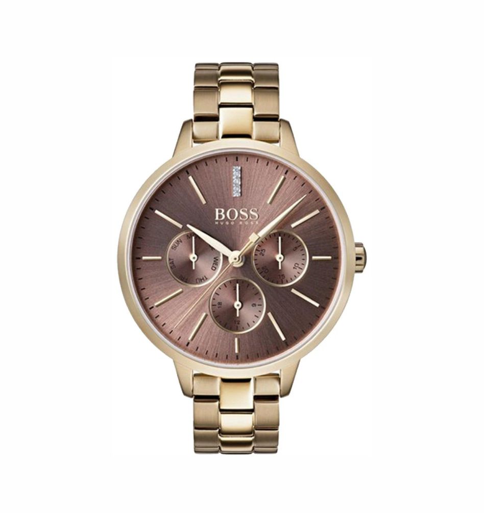 Hugo Boss 1502422 Symphony Brown Dial Gold Stainless Steel Strap Women's Watch