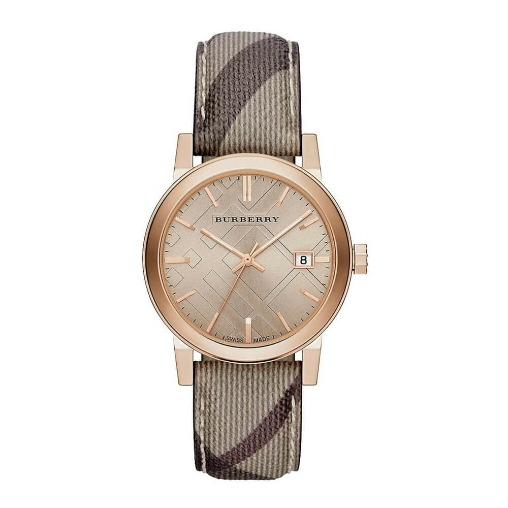 Burberry Women’s Swiss Made Leather Strap Rose Gold Dial 40mm Watch BU9040