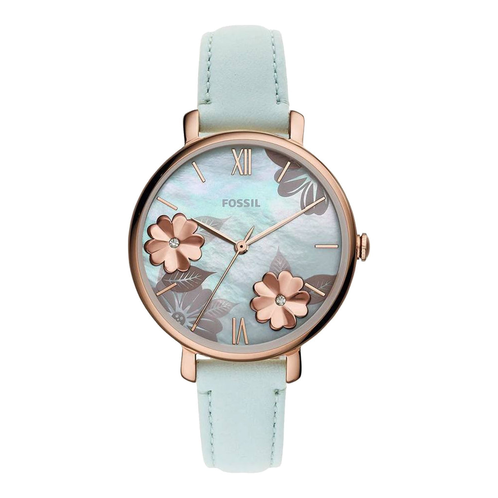 Jacqueline Three-Hand Green Leather Watch