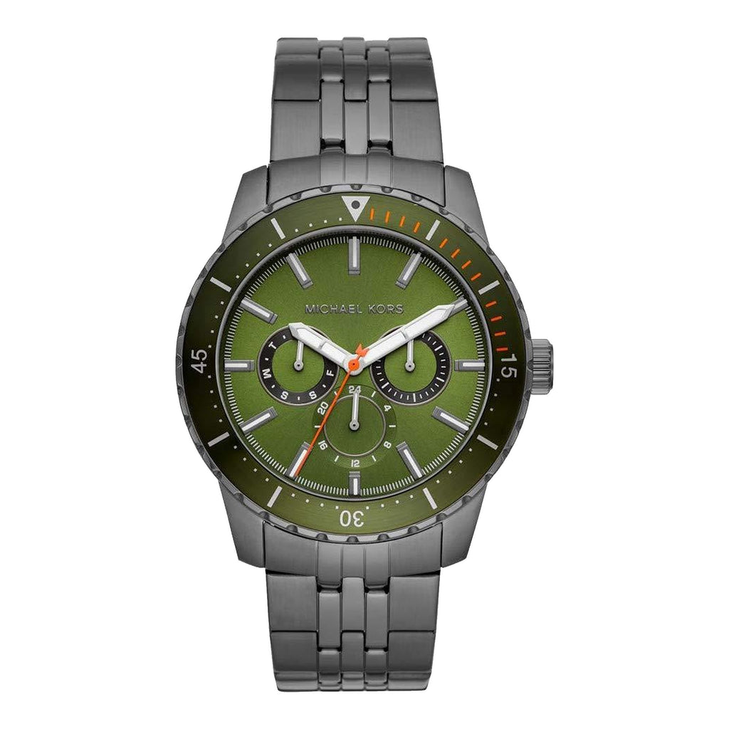 Michael Kors Men`s Watch Gunmetal Bracelet Green Dial Cunningham MK7158
