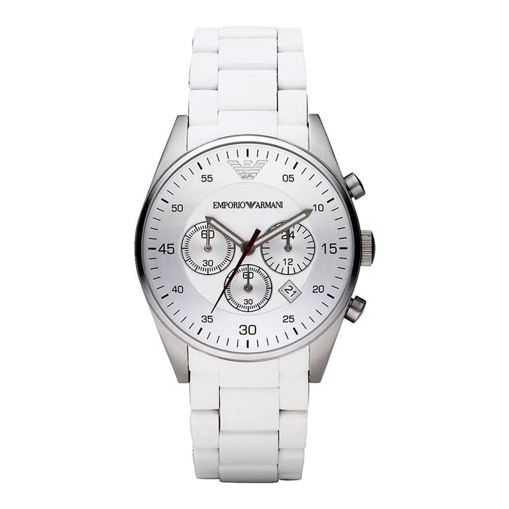 Emporio Armani Men's Quartz Analog White Dial Stainless Steel 50m Watch AR5859