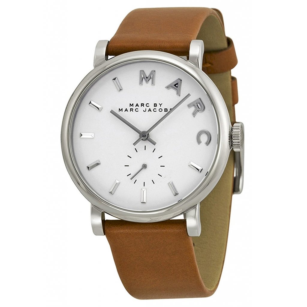 Marc by Marc Jacobs Women's Leather Baker Watch, Brown/Silver, One Size