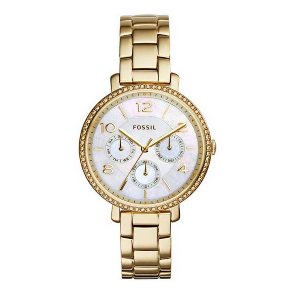 Fossil Rye Gold Stainless Steel White Mother Of Pearl Dial Quartz Watch For Ladies ES3756