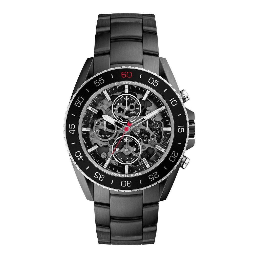 Michael Kors Men's 45mm Black Steel Bracelet & Case Automatic Chronograph Watch MK9012