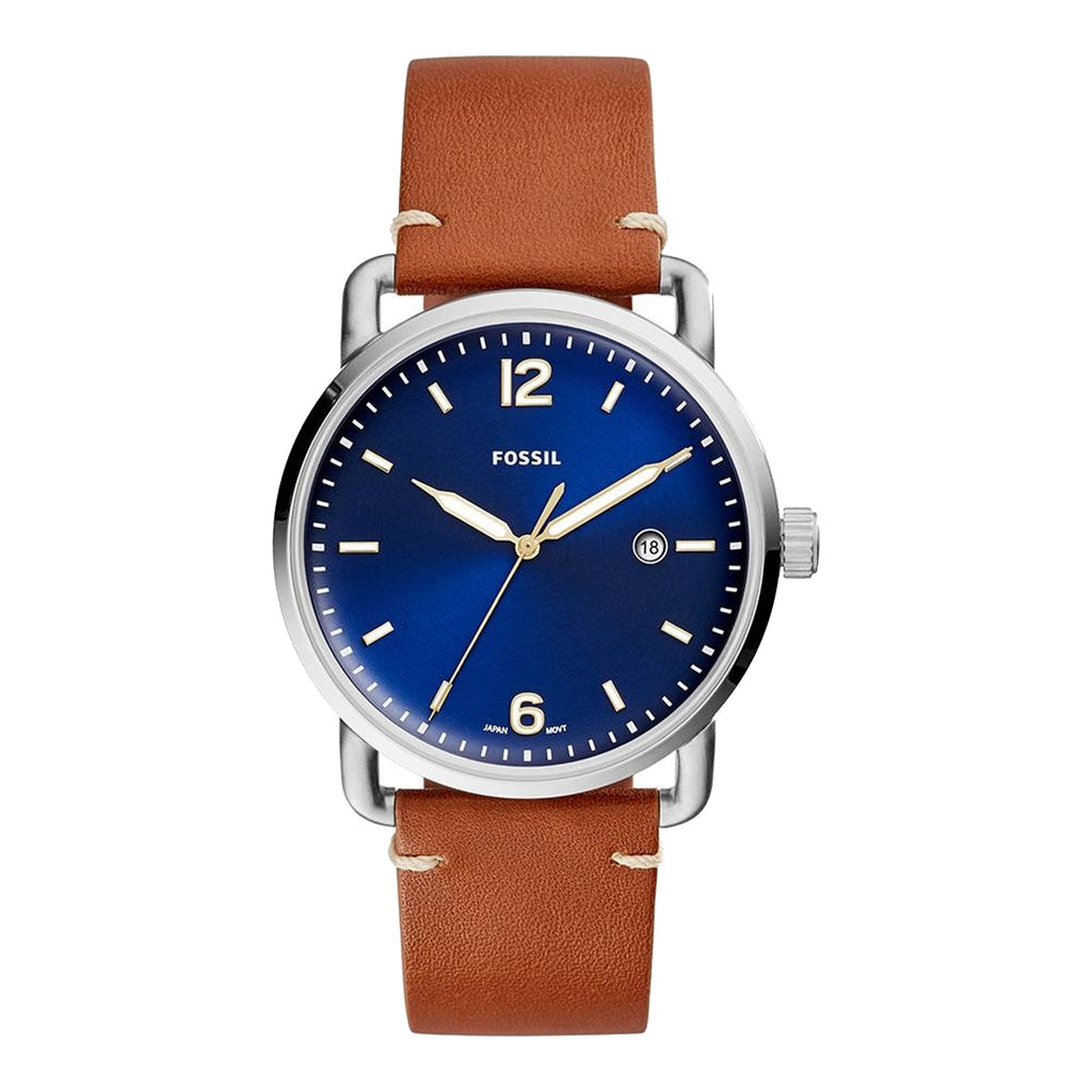Fossil Commuter Blue Dial Brown Leather Men's Watch FS5325