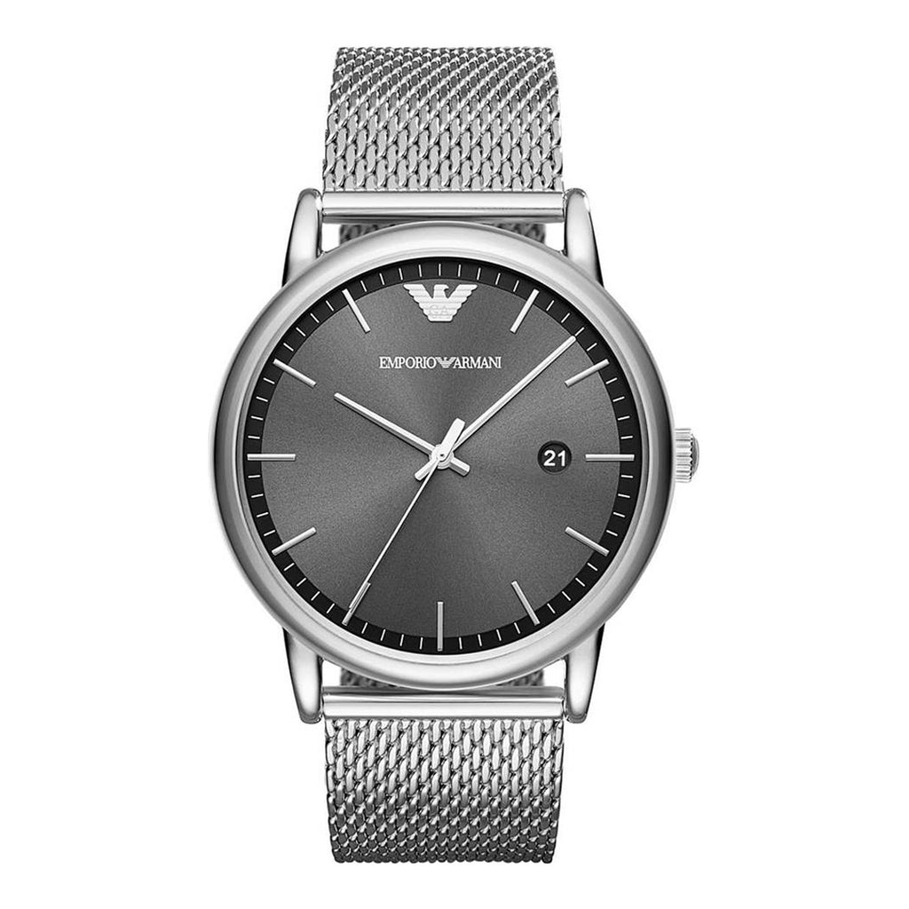 Emporio Armani AR11069 Silver Tone Gray Dial Mens Classic Dress Watch