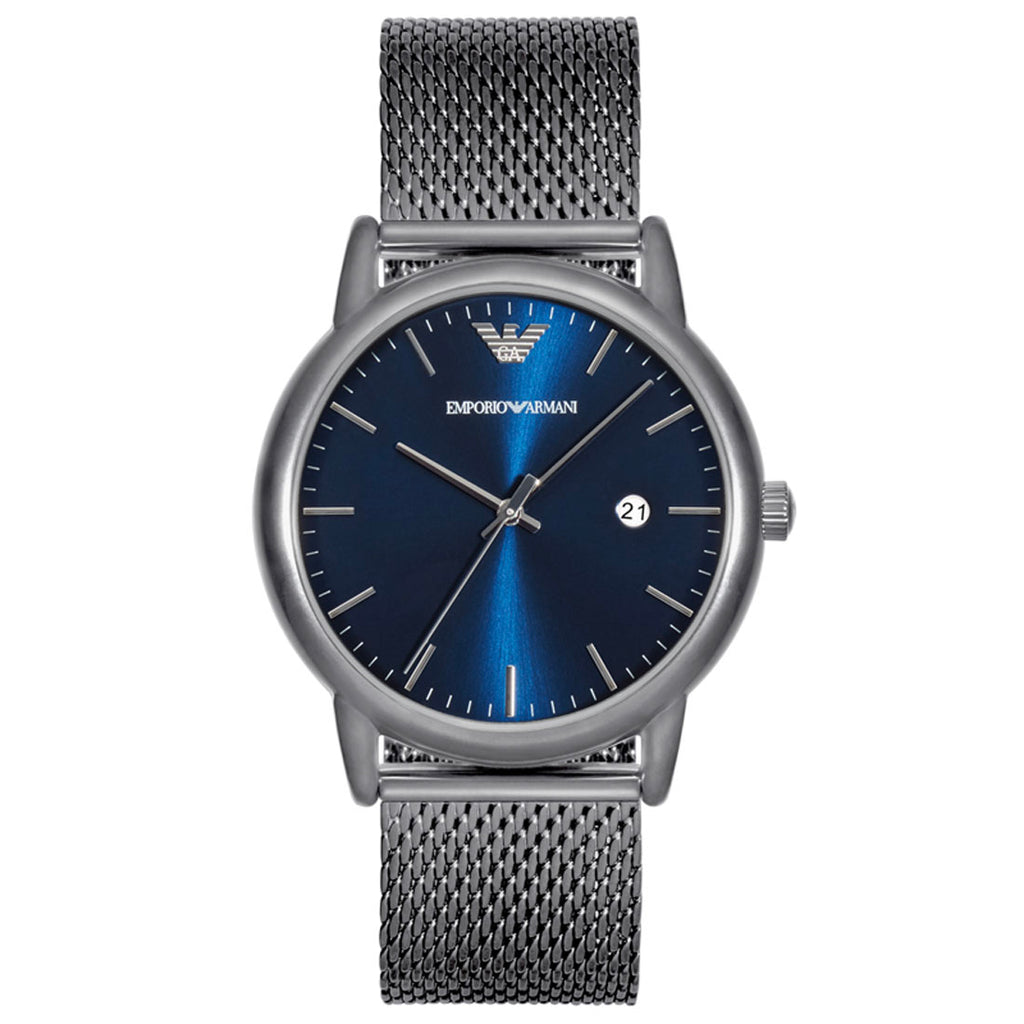 Emporio Armani Men's Renato Stainless Steel Analog-Quartz Watch with Rubber Strap, Blue, 22 (Model: AR11026)