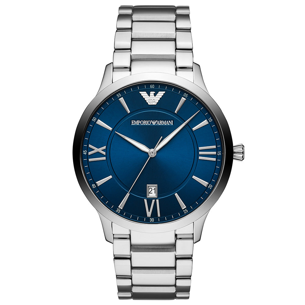 Emporio Armani Giovanni Blue Dial Silver Men's Watch AR11227