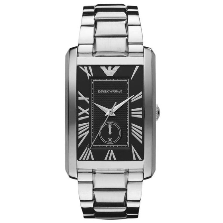Classic Black Dial Stainless Steel Men's Watch