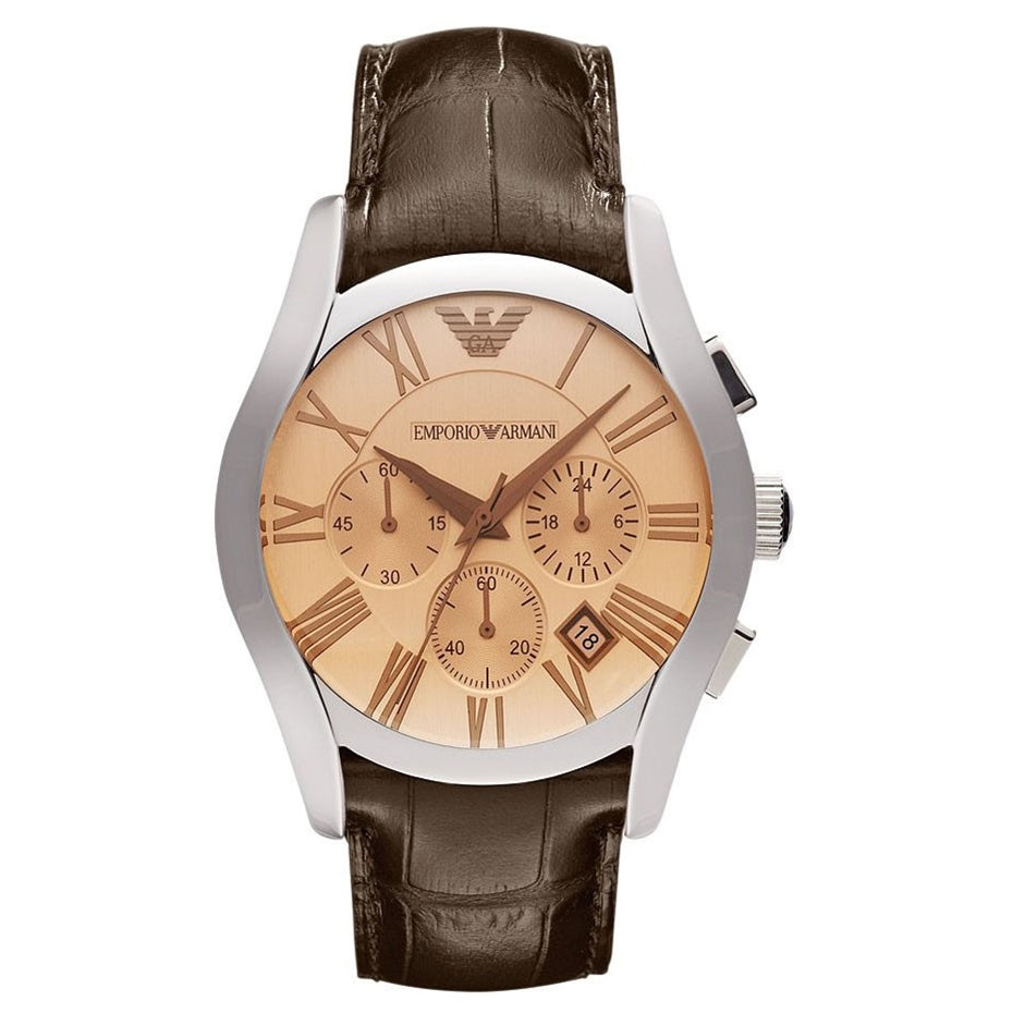 Chronograph Amber Dial Brown Leather Men's Watch